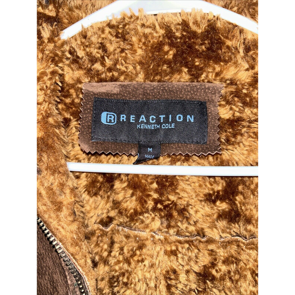 KENNETH COLE REACTION Women's size M Leather Jacket Coat FauxFur Lining Zip Y2K - Picture 8 of 9